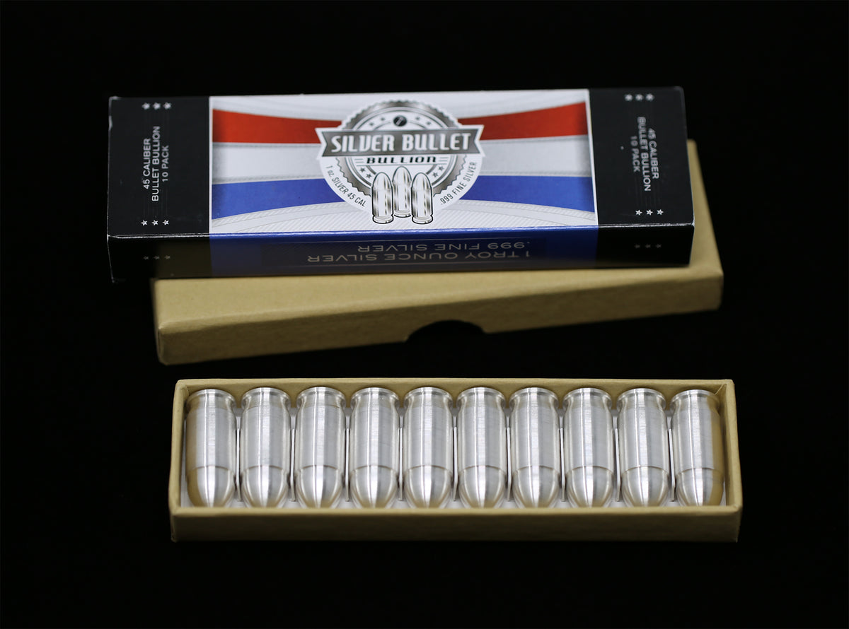 1 oz. .999 Pure Silver Bullet .45 Caliber ACP