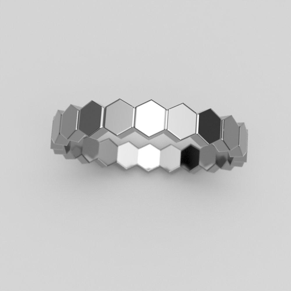 Honeycomb Bee Ring in 14k Solid Gold or Sterling Silver