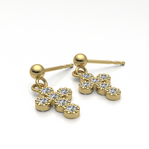 14K Gold Cross Earrings with Natural Diamonds