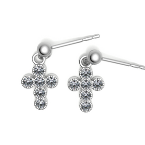 14K Gold Cross Earrings with Natural Diamonds