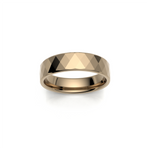 Faceted Diamond Pattern Wedding Band (6mm) in 14K Gold Comfort Fit