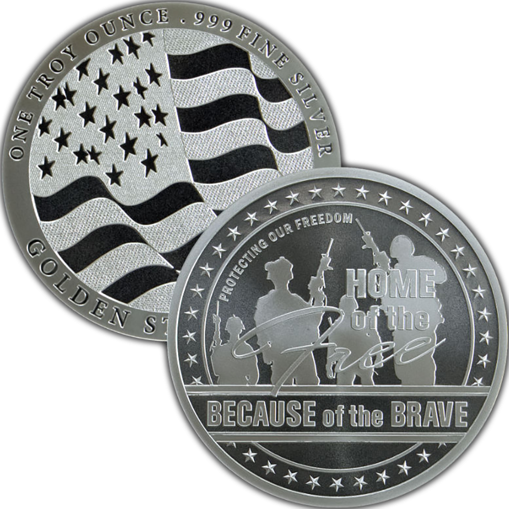 GSM Home of the Free 1 oz BU 999 Silver Round