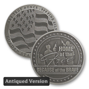 GSM Antiqued Home of the Free 1 oz BU 999 Silver Round