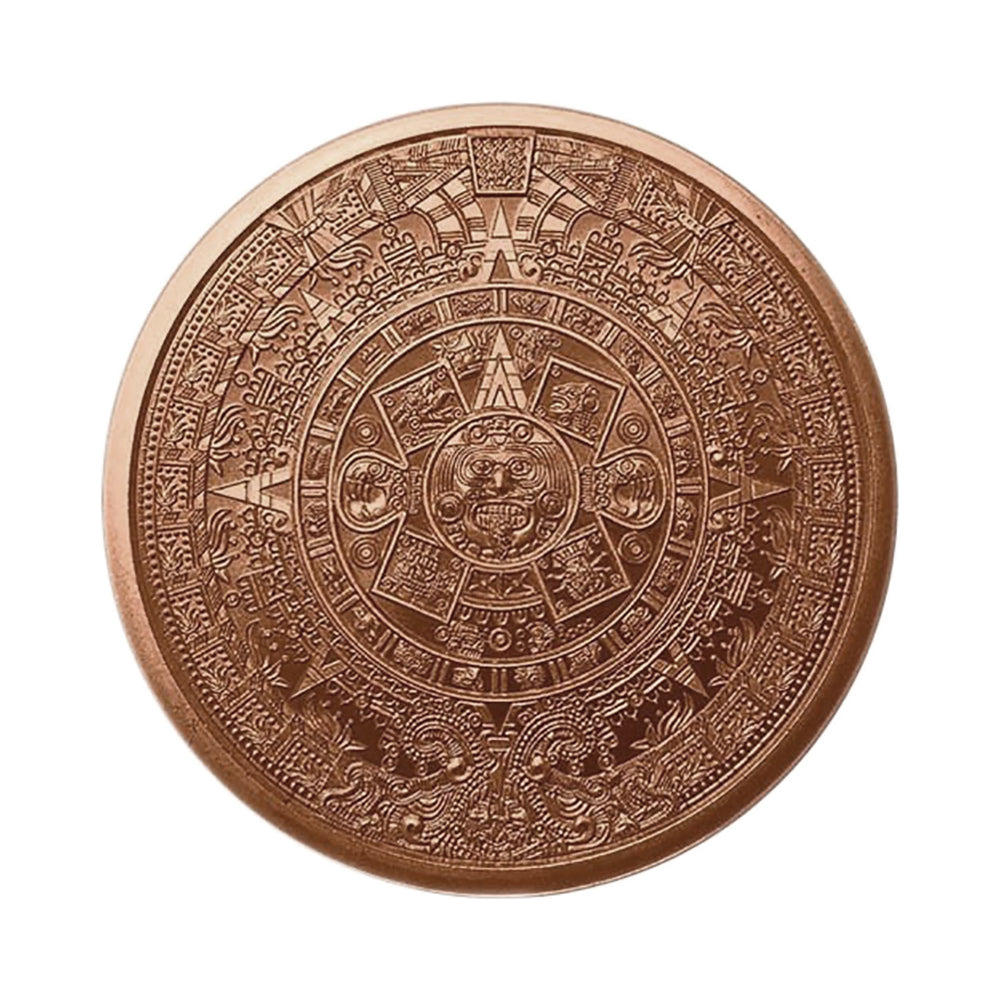 Aztec Calendar Stone, Eagle Warrior Emperor of Tenochtitlan 1 oz 999 Copper