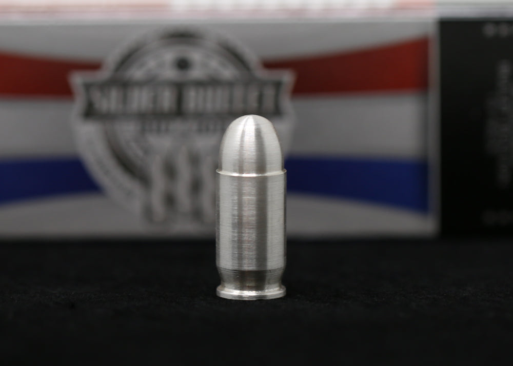 45 Caliber Silver Bullet Replica 1oz 999 Fine Silver