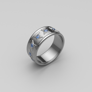 Blue Sapphire Eternity Ring in 14k White Gold