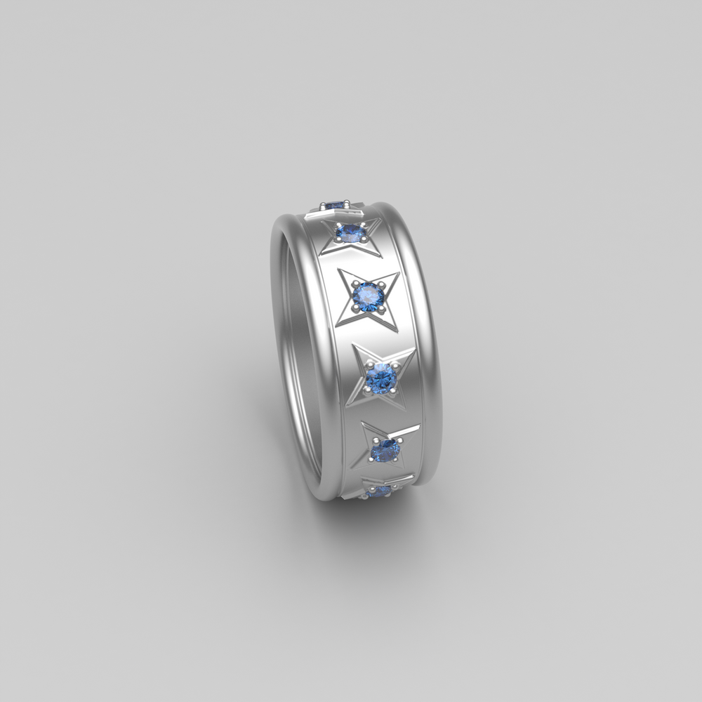 Blue Sapphire Eternity Ring in 14k White Gold