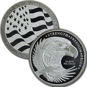 Silver Eagle with Flag 1 oz 999 Round